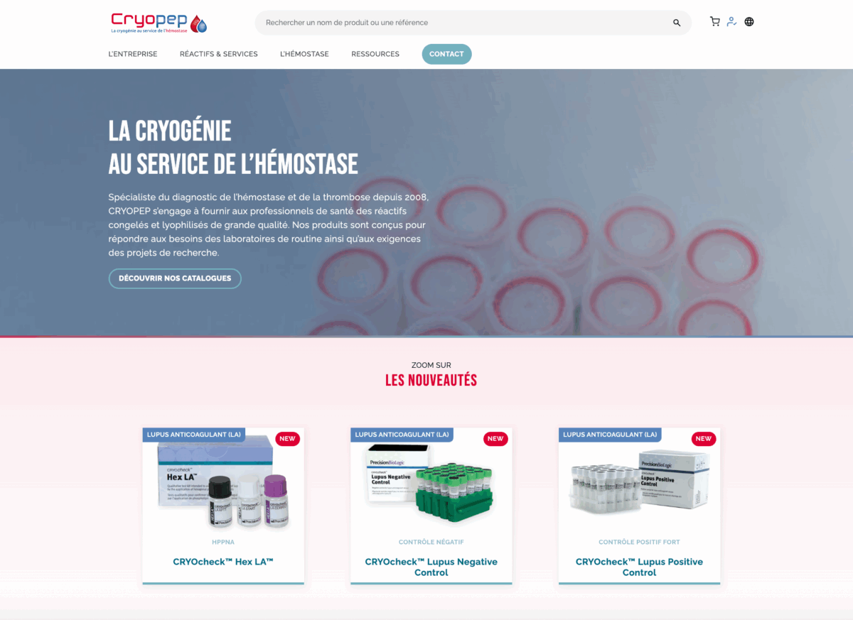 Cryopep Launches Its New Website Dedicated to Hemostasis and Thrombosis 2 Nouveau site internet Cryopep