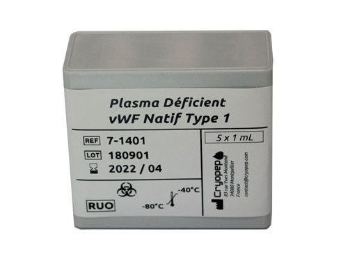 Plasma Humain Déficient en VWF Natif (VWD Type 1)
