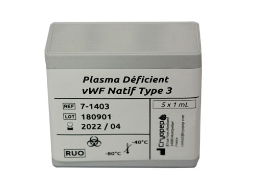 Plasma Humain Déficient en VWF Natif (VWD Type 3)