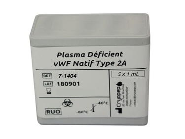 Plasma Humain Déficient en VWF Natif (VWD Type 2A)